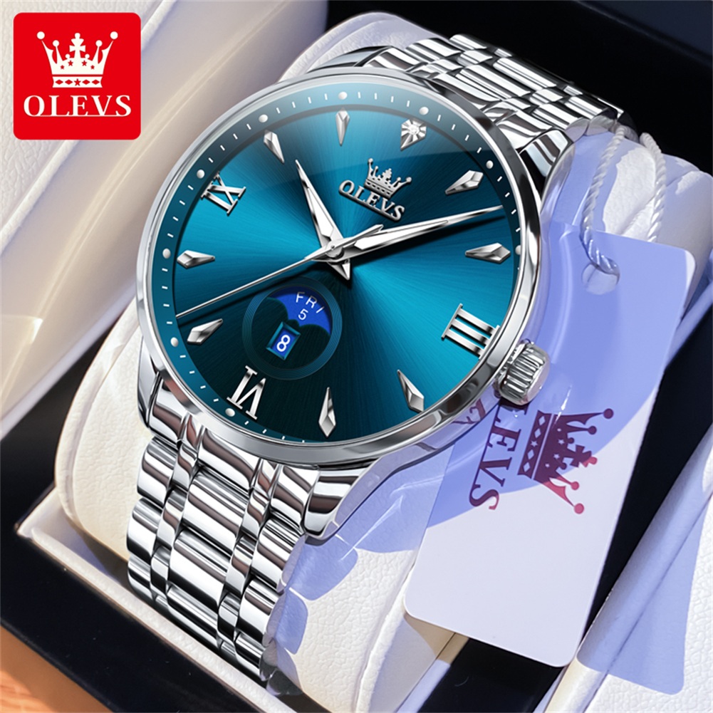 Men'S Fashion Luxury Brands - OLEVS Moon Phase Jam Tangan Pria