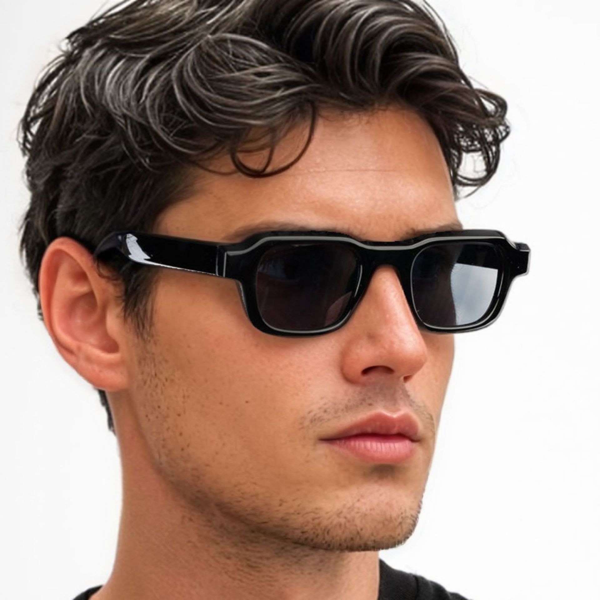 Men'S Fashion Luxury Brands - Kacamata Hitam Bingkai Persegi Panjang Vintage