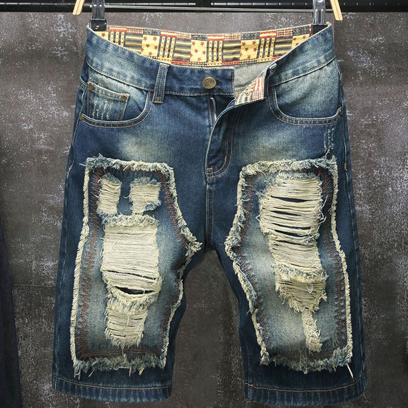 Men Fashion Jeans - Celana pendek jeans pria bergaya Eropa