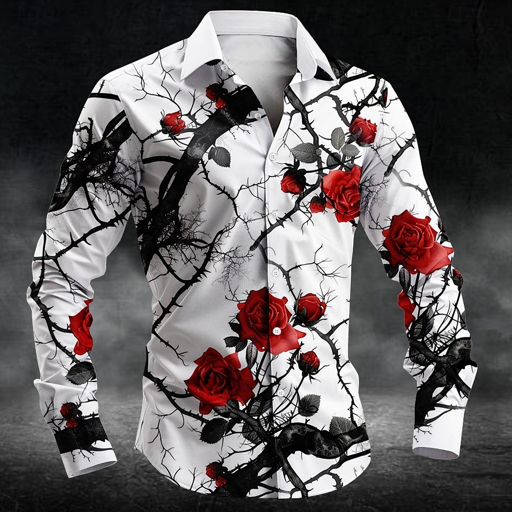 Men'S Fashion Course - Kemeja Pria Lengan Panjang Motif Bunga