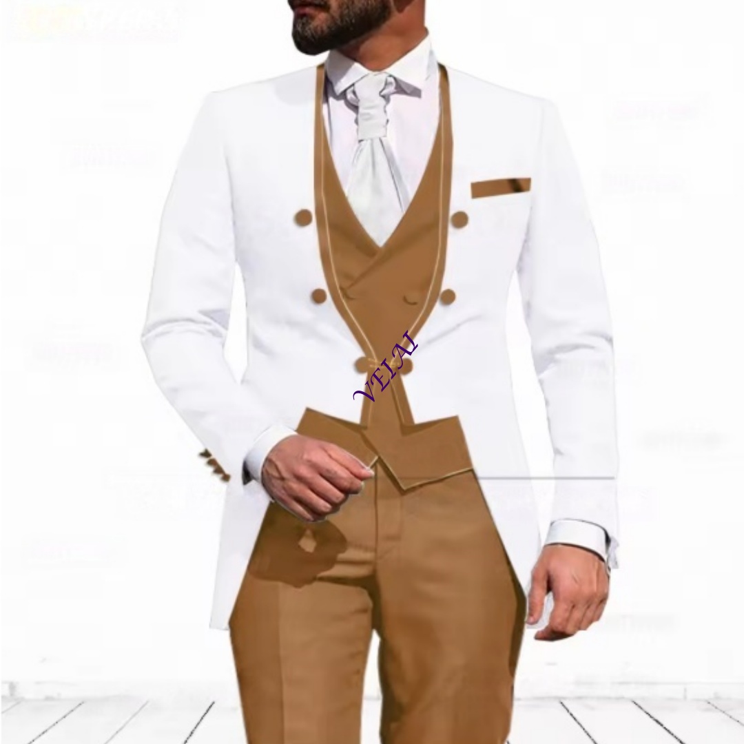 Setelan Jas 3-Potong Biru Lang - Slim Fit Blazer Men ulasan dan harga