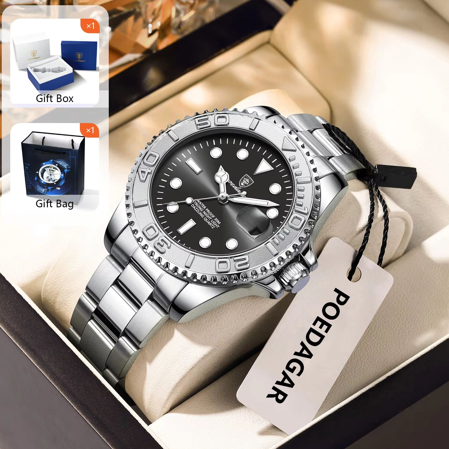 POEDAGAR Jam Tangan Pria Modis - Men'S Fashion Box ulasan dan harga